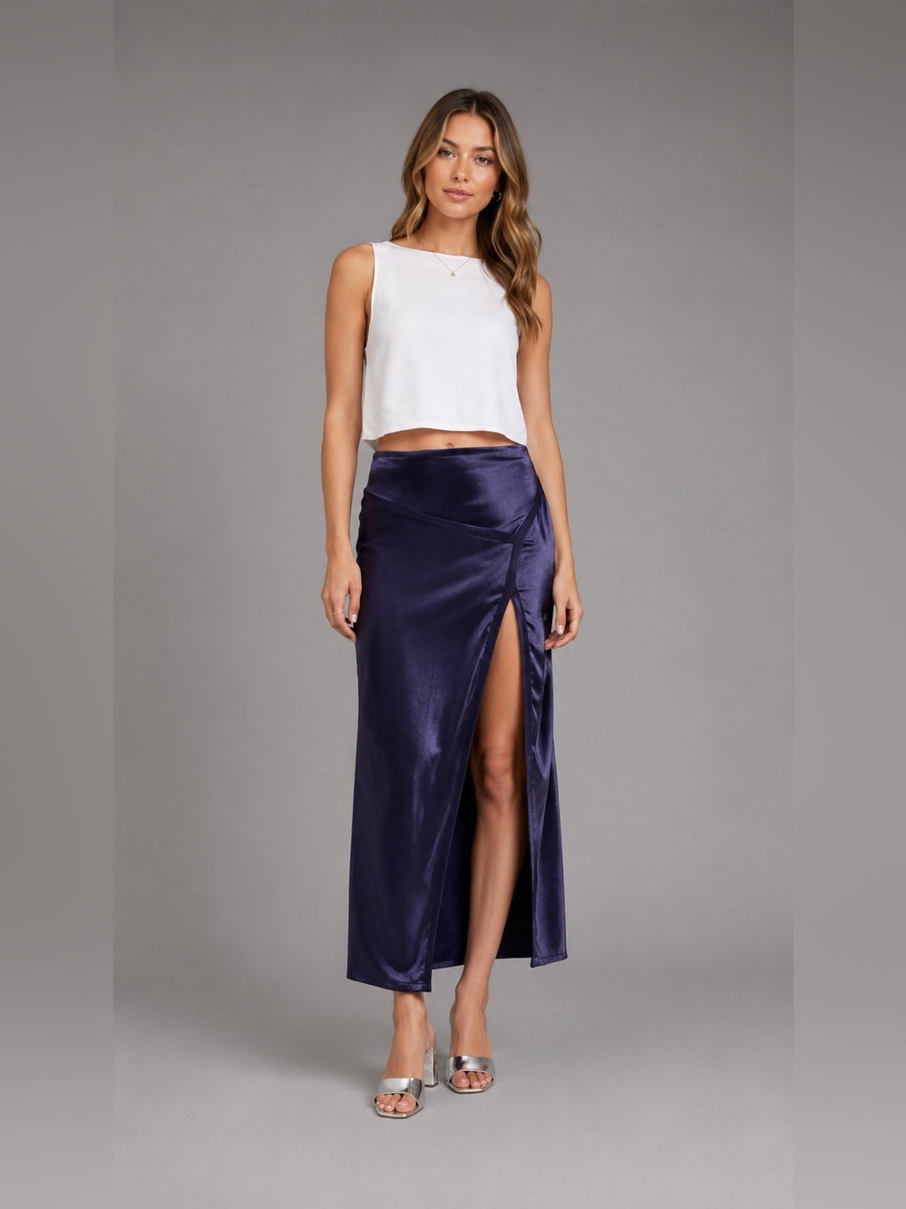 Free People FP Movement Women's Dakota Satin Midi Skirt Small B1916